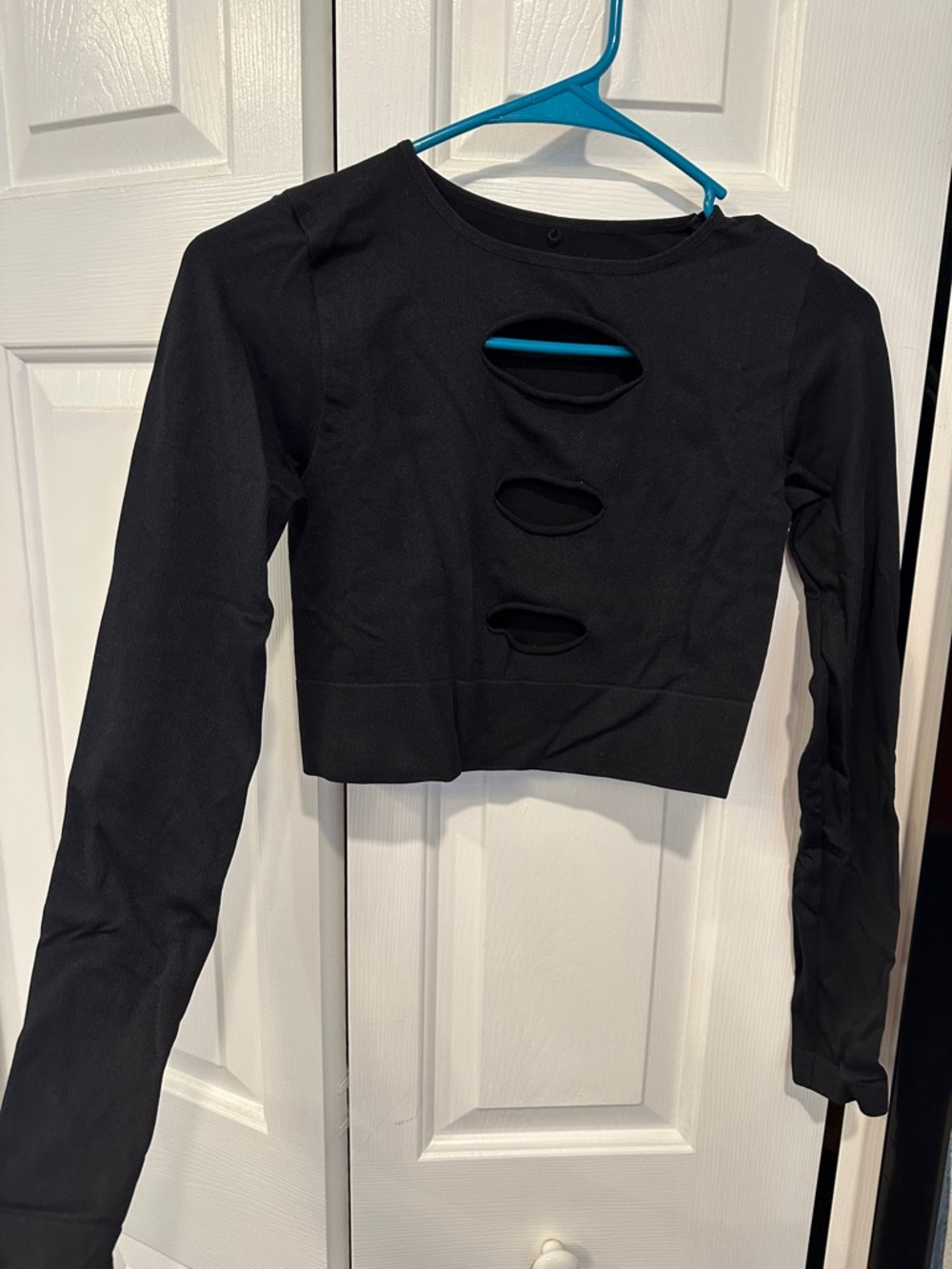 Garage Black Long-Sleeve Cutout Crop Top
